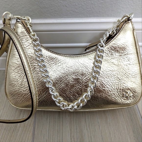 Tory Burch Handbags - Tory Burch Small Mercer Metallic Leather Shoulder Bag